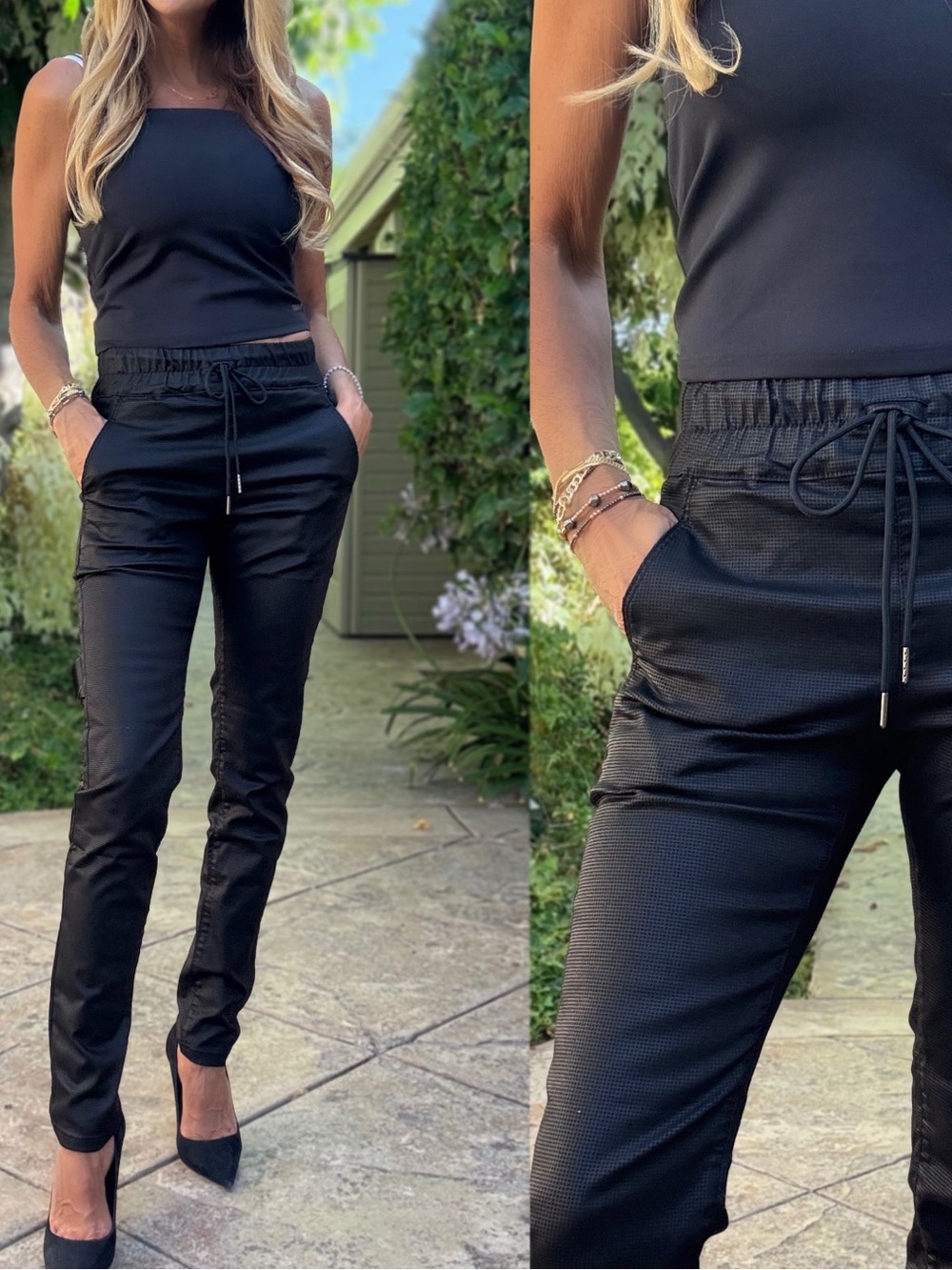 BEVY FLOG Shely Black Original Pants Size 29 | Drawstring Jogger Stretch